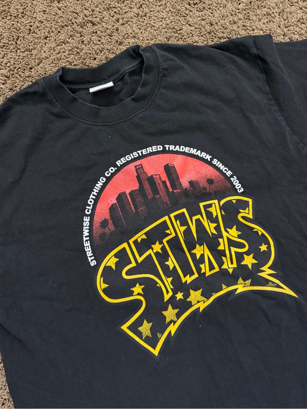 Streetwise STWS Men’s XL Black Graphic Print Logo Crew Neck Short Sleeve T-Shirt